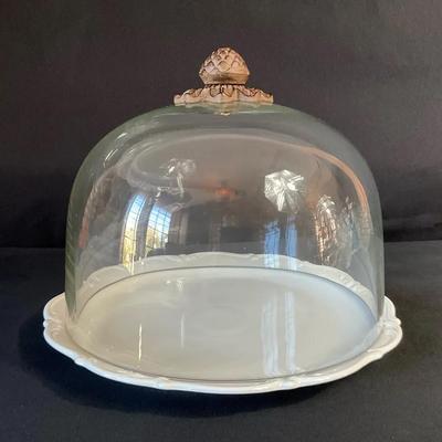 Tirschenreuth Germany Plate With Glass Cloche