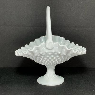 Fenton Hobnail Milk Glass Basket