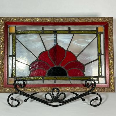 Framed Stained Glass & Stand
