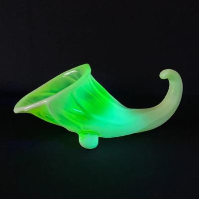 Opalescent Uranium Glass Cornucopia 