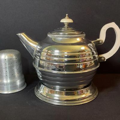 Art Deco Chrome On Copper Denlagh Teapot & Stand