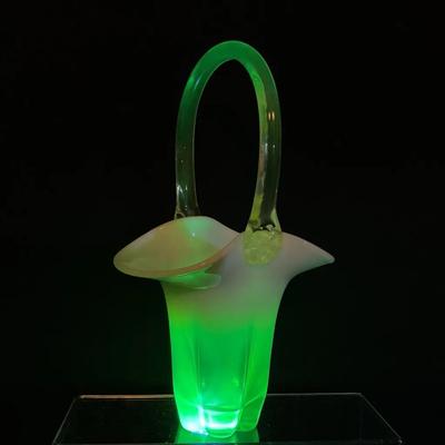 Vintage Uranium Glass Fenton Basket