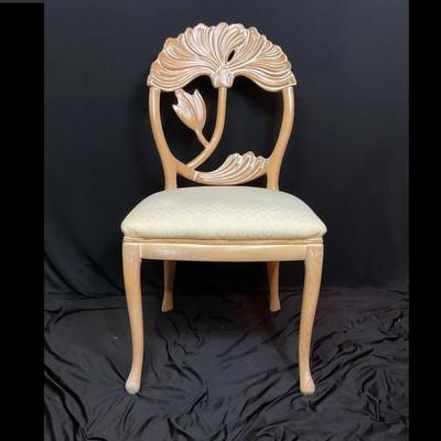 Vintage Art Deco Carved Lilly Chair