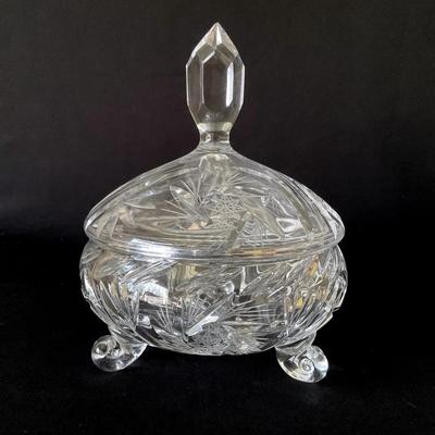 Vintage Cut Crystal Lidded & Footed Bonbonniere 