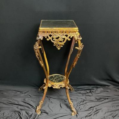 Ornate Metal Plant Stand With Mirror Top