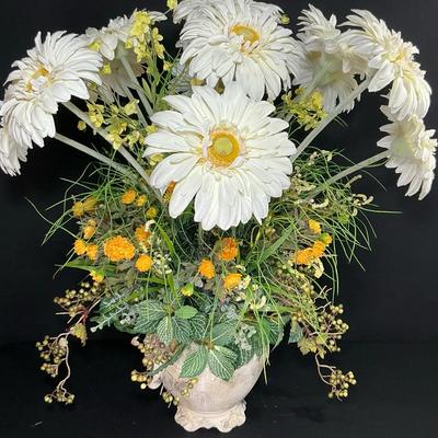 Artificial Gerber Daisy Arrangment In Plaster Planter 