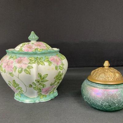 Nippon Porcelain Biscuit Jar & Silvestri Trinket Jar 