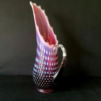 Fenton Opalescent Plum Hobnail Swung Pitcher #2