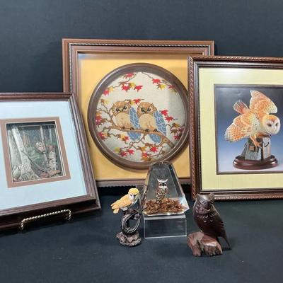 Framed Owl Themed Needlepoint And More Owl Decor 