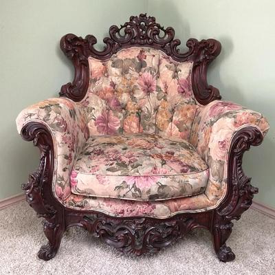 Victorian Mohagany Wingback Chair #2