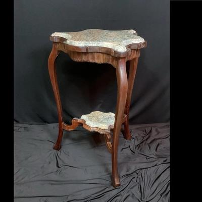 French Style Two Tier Table With Marble Small