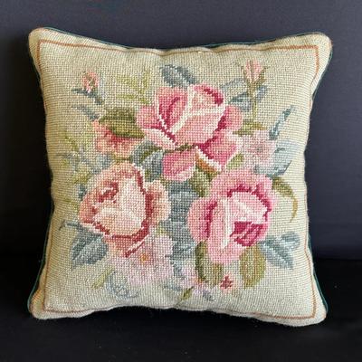 Rose Needlepoint Pillow 2