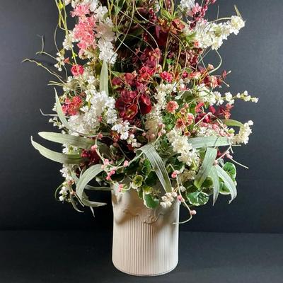 Artificial Burgandy Floral Arrangement In First Coast Designs Ceramic Planter 