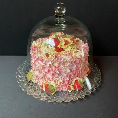 Anchor Hocking Cake Plate With Faux Cake And Lid