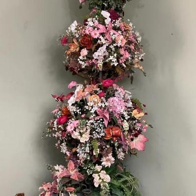 7 Foot Tall Faux Flower Topiary 