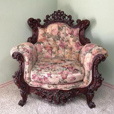 Victorian Mahogany Wingback Chair #1