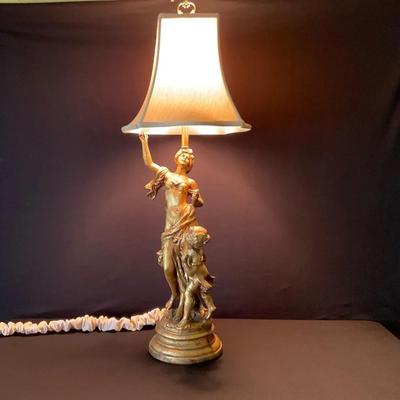 Bronze Toned Mother & Child Sculpture Lamp