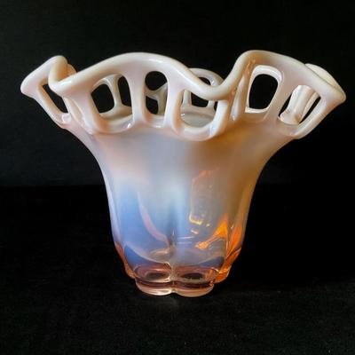 Opalescent Duncan & Miller Open Lace Edge Bowl