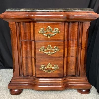 Solid Wood Night Stand With Marble Top