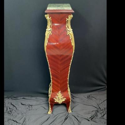 Louis XV Style Kingwood Marble Top Pedestal