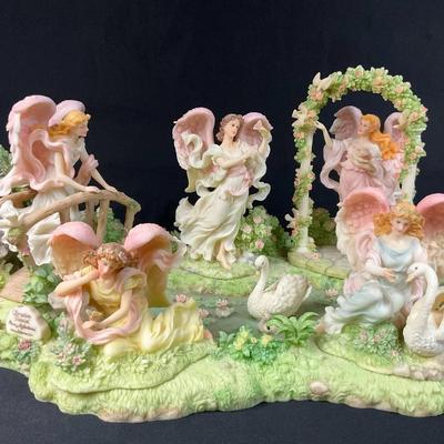 Seraphim Classics, Heavenly Reflections Pond With Five Angels 