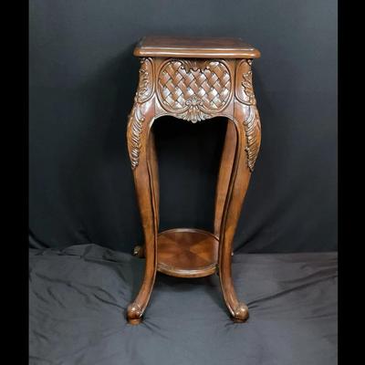 Large Ornate Heavy Wood Plant Stand