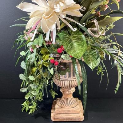 Artificial Queen Of The Night Floral Arrangement In Resin Urn 
