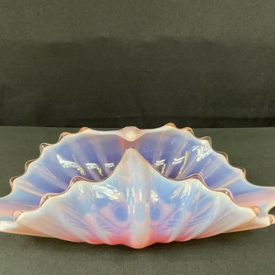 Fostoria Pink Opalescent Ruffled Glass Bowl