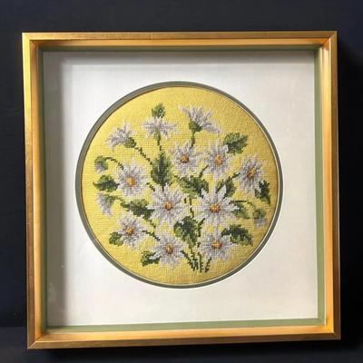 Framed Floral Needlepoint 