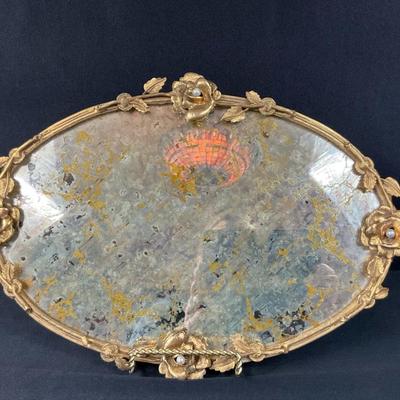Gold Tone Mirrored Tray