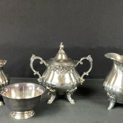 Wallace Baroque Silverplate Tea/Coffee Service Set And Friend 