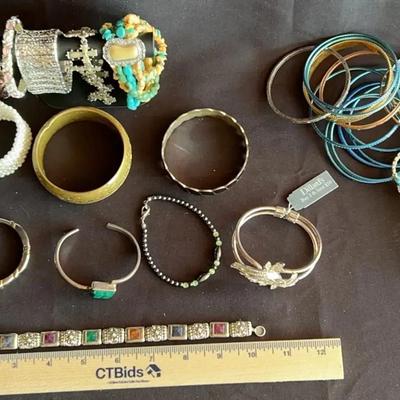 A Variety Of Antique And Vintage Bracelets Featuring One Made Of .925 Silver From Mexico