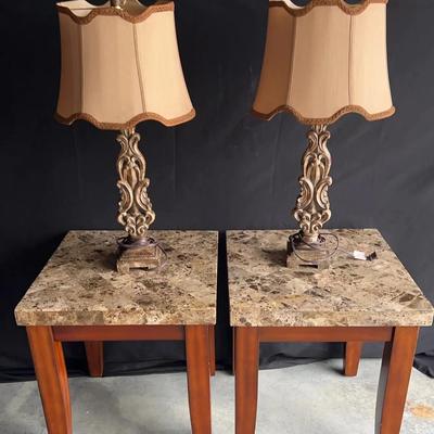 Marble Top Side Tables With Matching Lamps