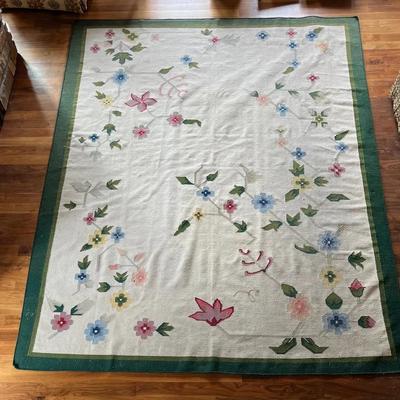 Scandinavian Wool Area Rug W/ Forrest Green Border