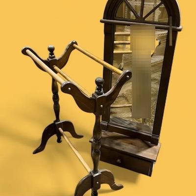 Vintage Wall Mirror Cabinet & Quilt Rack