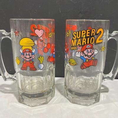 1989 Super Mario 2 Glass Mugs Beer Steins