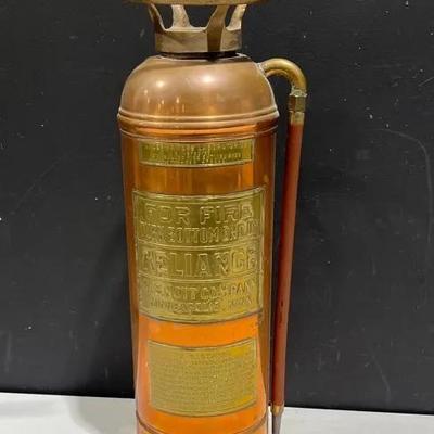 Vintage Copper & Brass W. S. Nott Company Reliange Fire Extinguisher 
