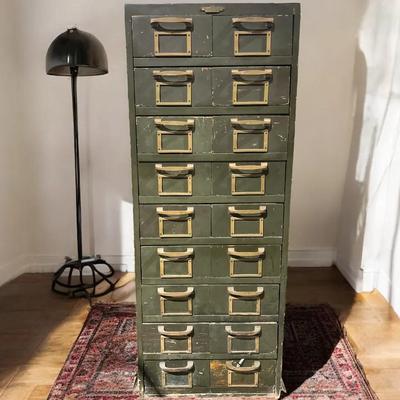 Vintage 40s Deco Industrial Remington File Cabinet W/ Patina 