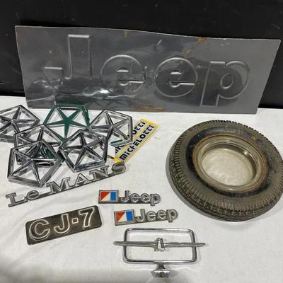 Vintage Cooper Armored Cord Ashtray & Car Emblems