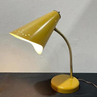 Vintage 50s Mid Century Mustard Gooseneck Table Lamp 