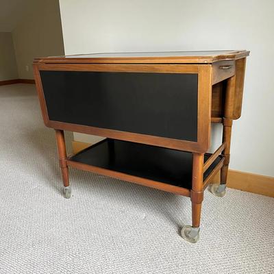 Vintage Two Tier & Two Tone Folding Leaf Bar Cart 