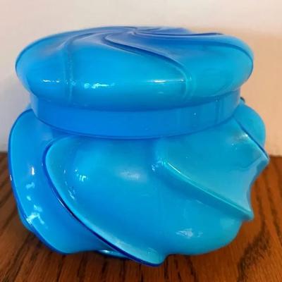 Vintage “Fenton” Opaque Wavecrest Lidded Dish