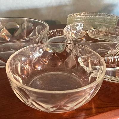 Glass Bowl and Crescent Dishes