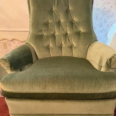 Green Tufted Swivel Rocking Chair 