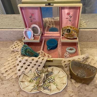 Vintage Jewelry Box and Other Vanity Items