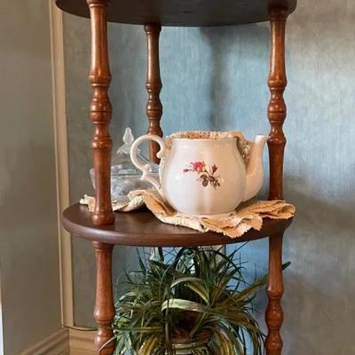 Three Tier Corner Table, Pottery, Greenery and More