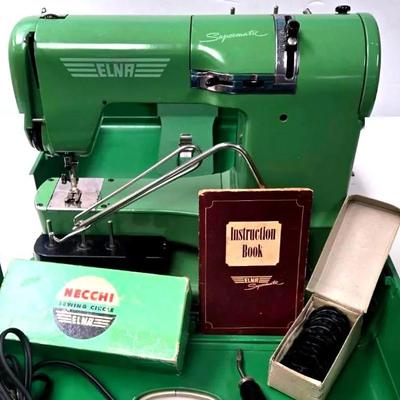 "Elna" Supermatic Sewing Machine with Attachments 