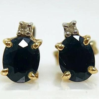 14K Gold Saphire and Diamond Earrings