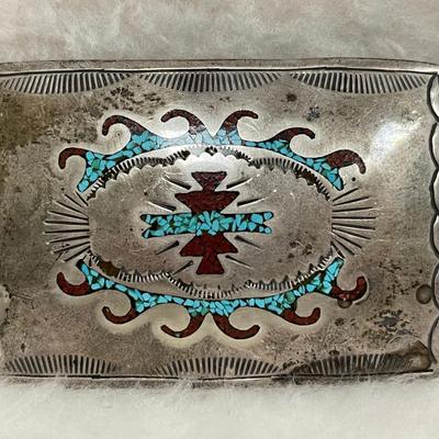 Vintage Handmade Sterling Southwest Belt Buckle