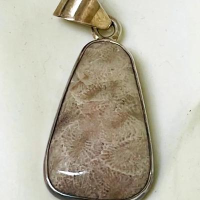 “Dali” Sterling Silver Coral Agate Pendant